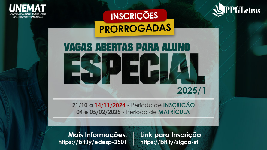 Vagas abertas para Aluno Especial | 2025/1